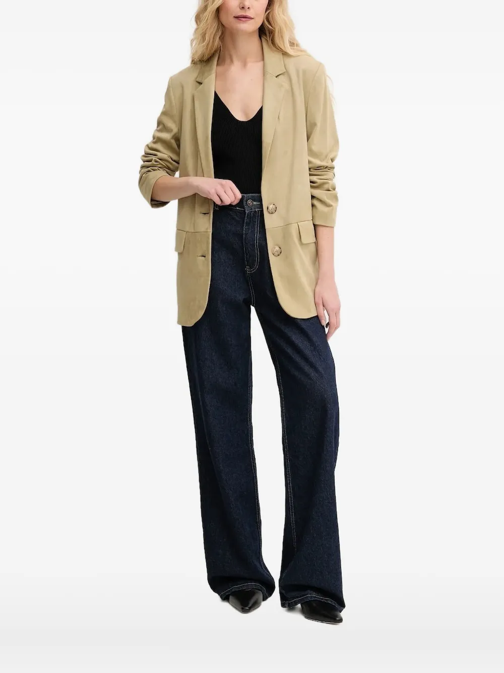 Sisley Paris Notched Buttoned Blazer In Green