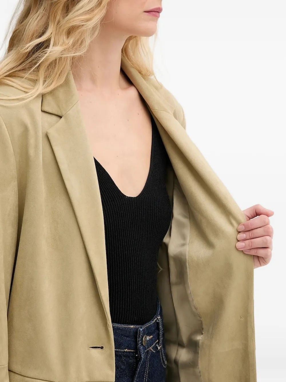 Sisley Paris Notched Buttoned Blazer In Green