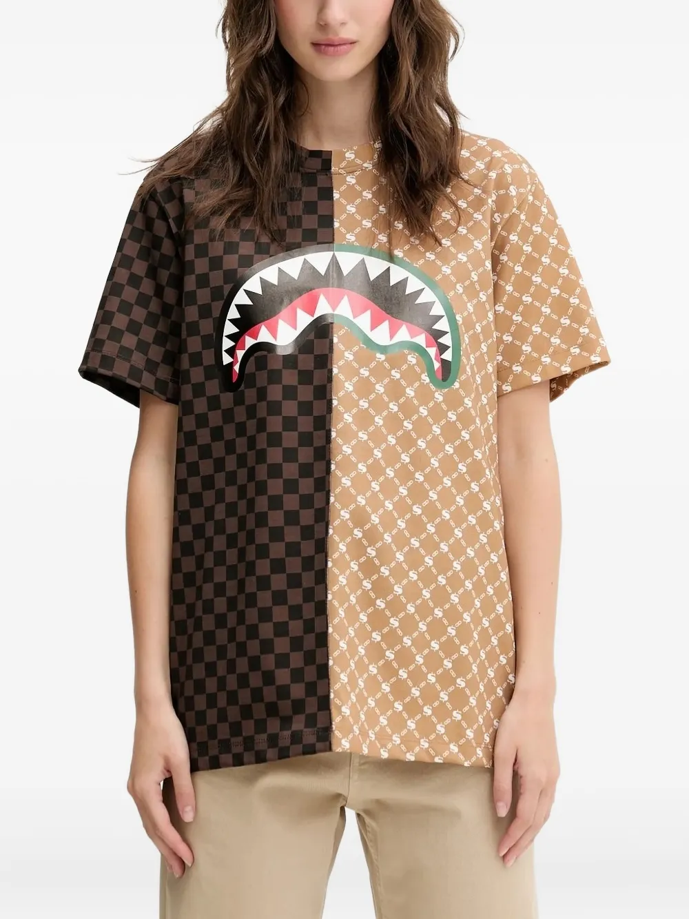 Sprayground Logo-print Patterned T-shirt In Multi