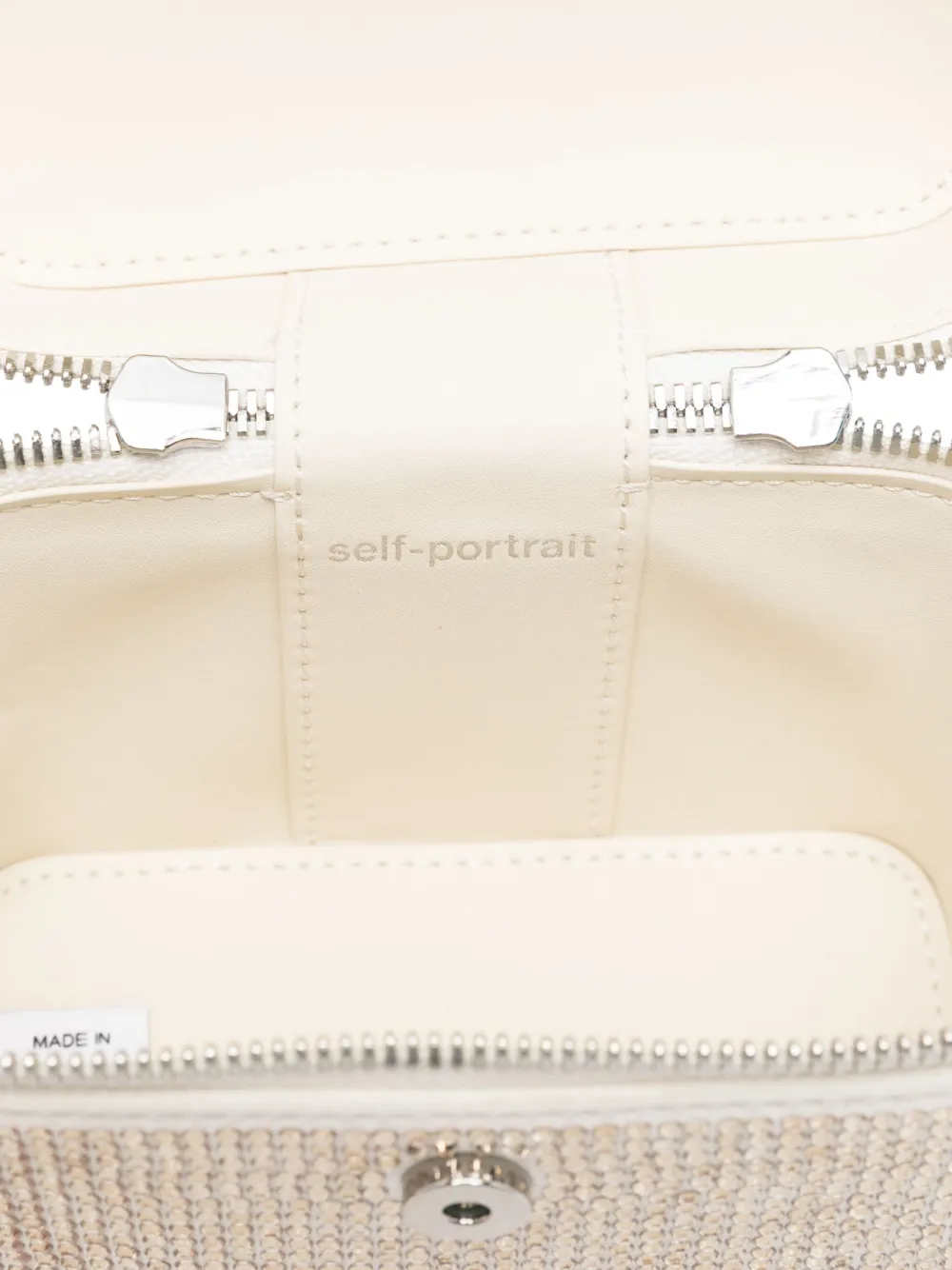 Self-Portrait crystal-embellished mini bag Beige