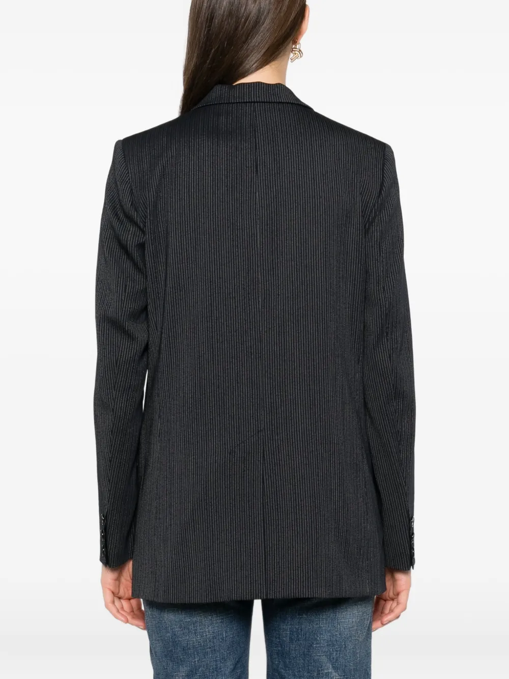 ISABEL MARANT Blazer met krijtstreep en enkele rij knopen Blauw