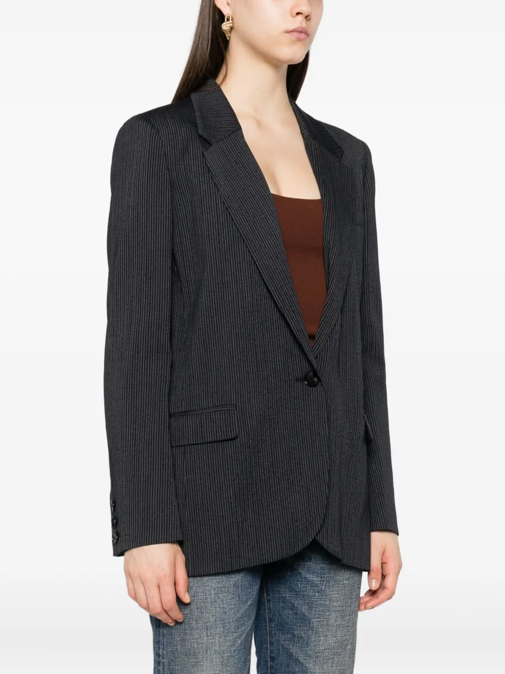 ISABEL MARANT Blazer met krijtstreep en enkele rij knopen Blauw