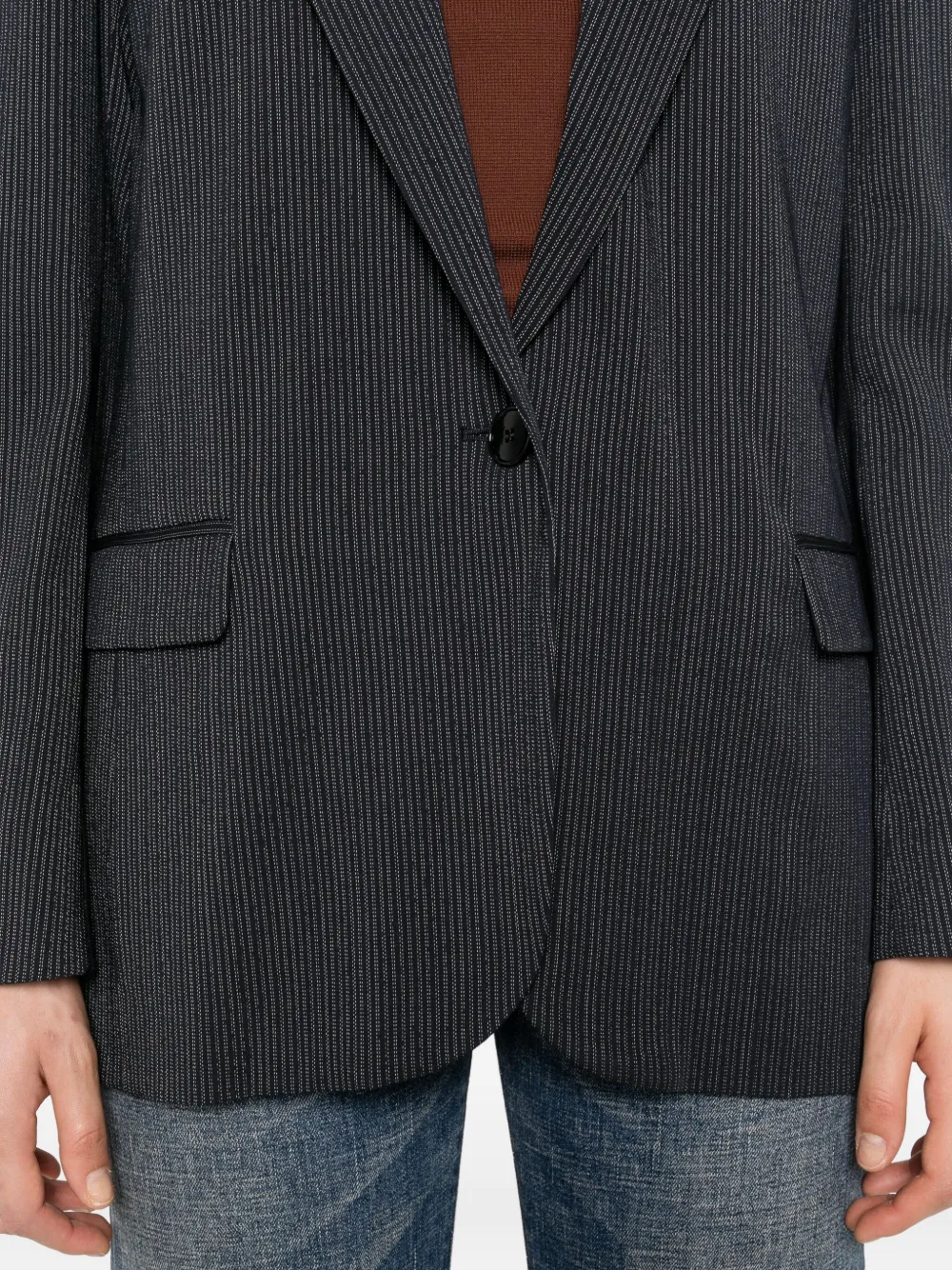 ISABEL MARANT Blazer met krijtstreep en enkele rij knopen Blauw