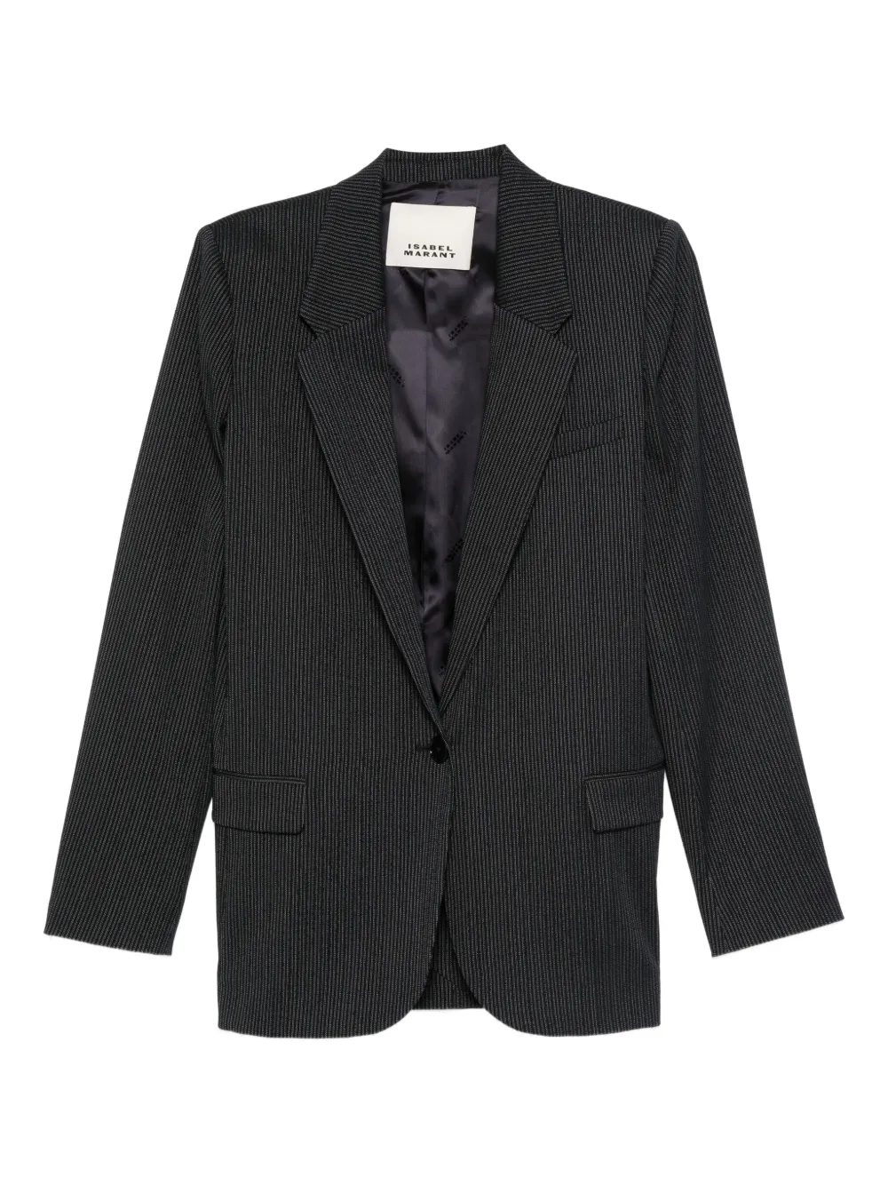 ISABEL MARANT Blazer met krijtstreep en enkele rij knopen Blauw