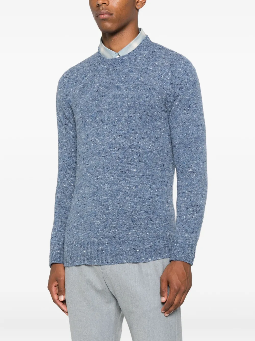 Drumohr Gebreide trui met spikkels Blauw