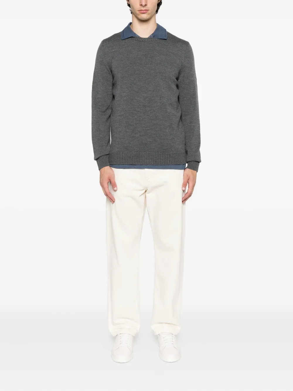 Drumohr crew-neck wool sweater Grijs