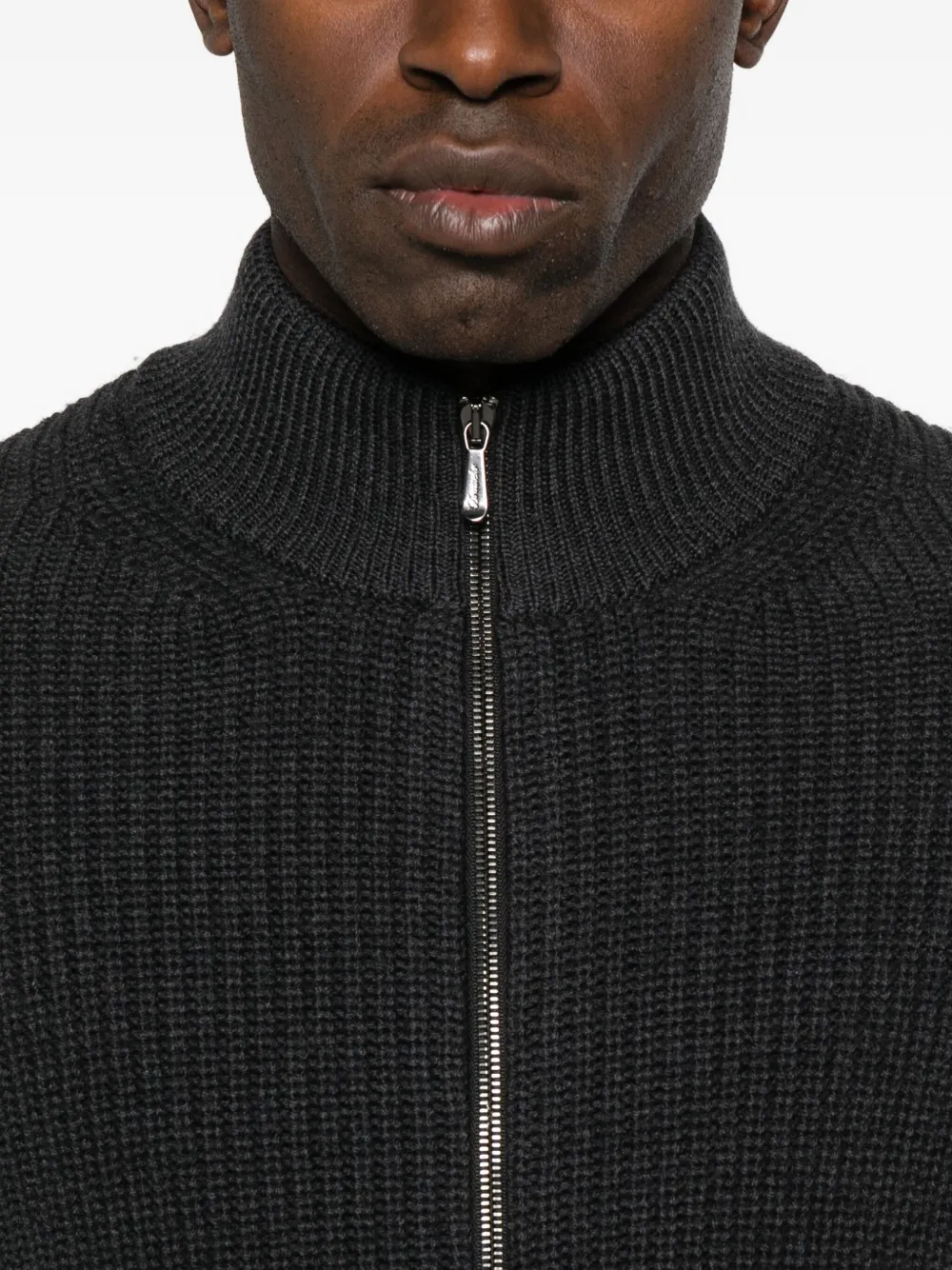 Drumohr Ribbed Zip-up Cardigan In Gray