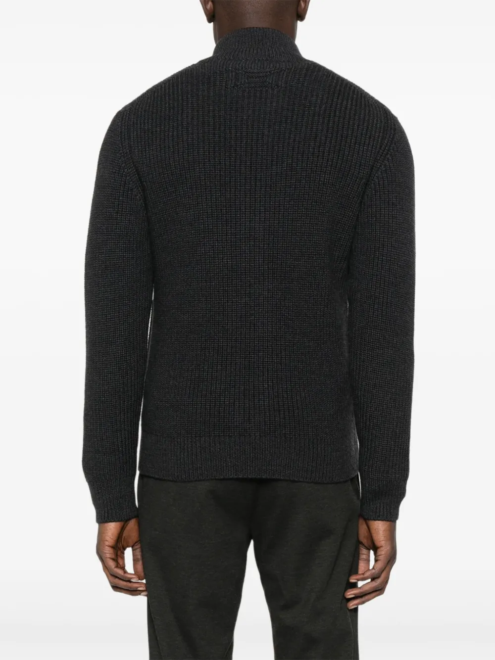 Drumohr Ribbed Zip-up Cardigan In Gray