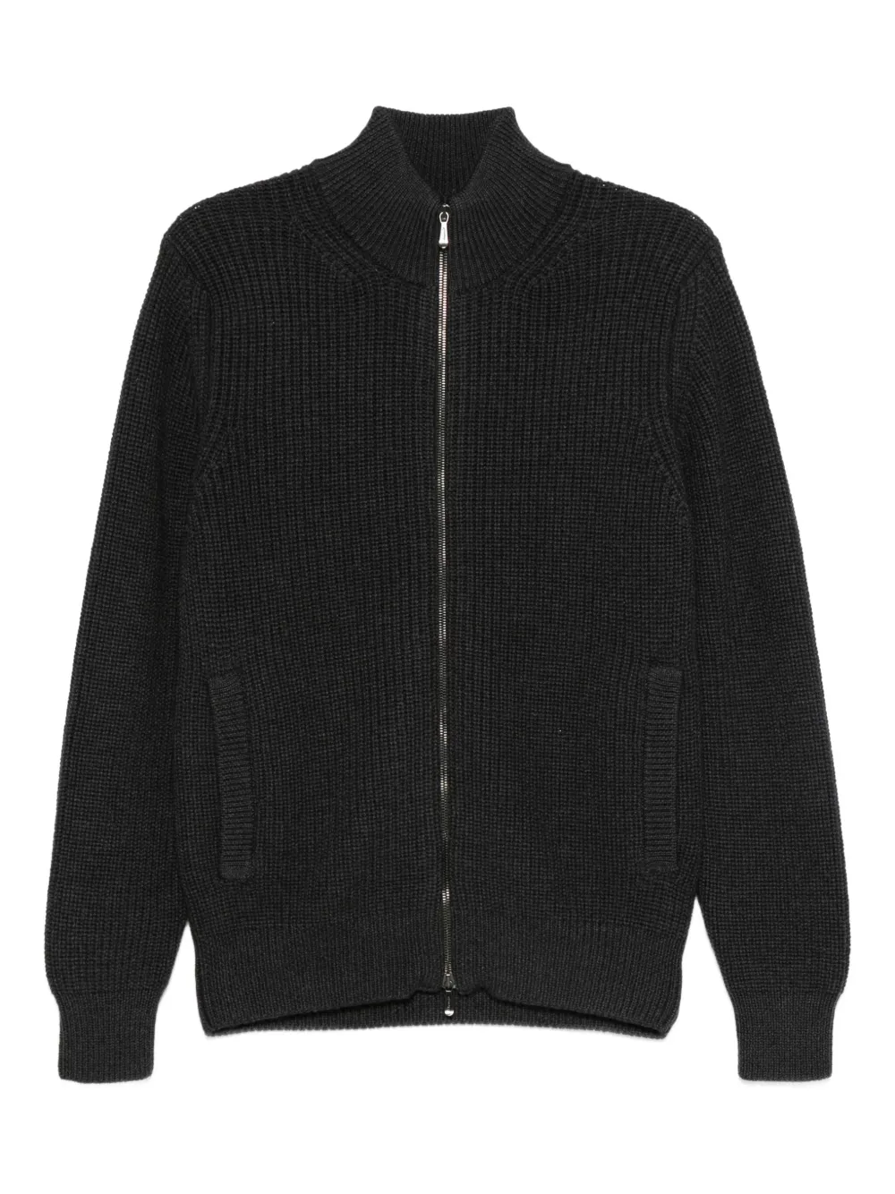 Drumohr Ribbed Zip-up Cardigan In Gray