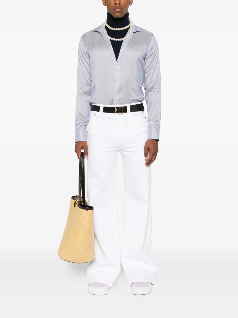 Valentino Garavani striped silk shirt Blauw