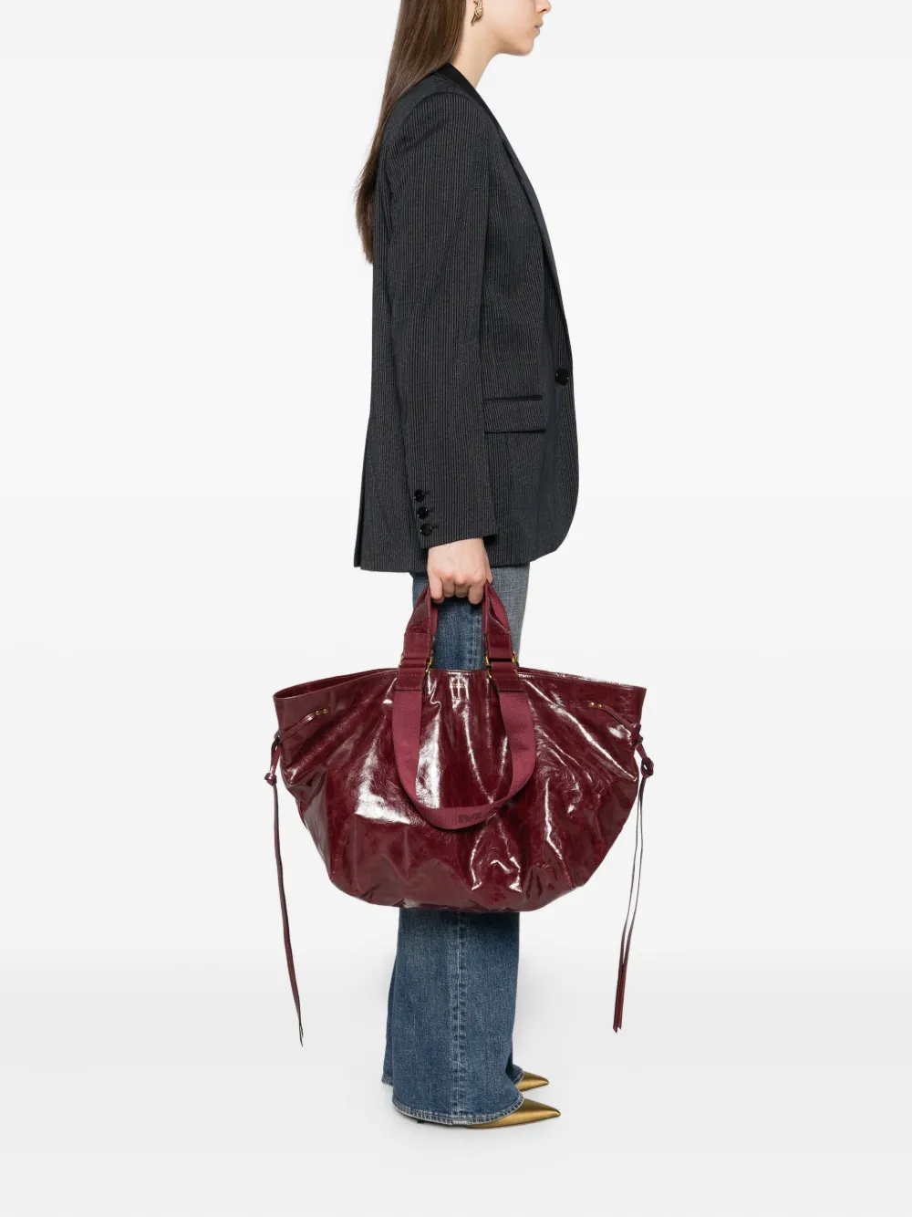 ISABEL MARANT Wardy leren shopper Rood