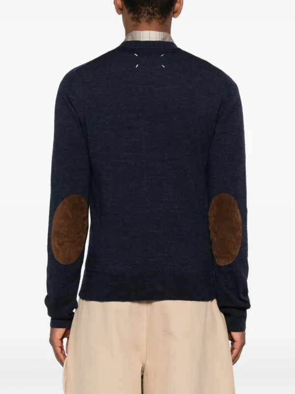 Maison Margiela elbow-patch Wool Sweater | Blue | FARFETCH
