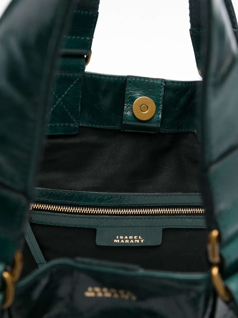 ISABEL MARANT Wardy leren shopper met trekkoord Groen