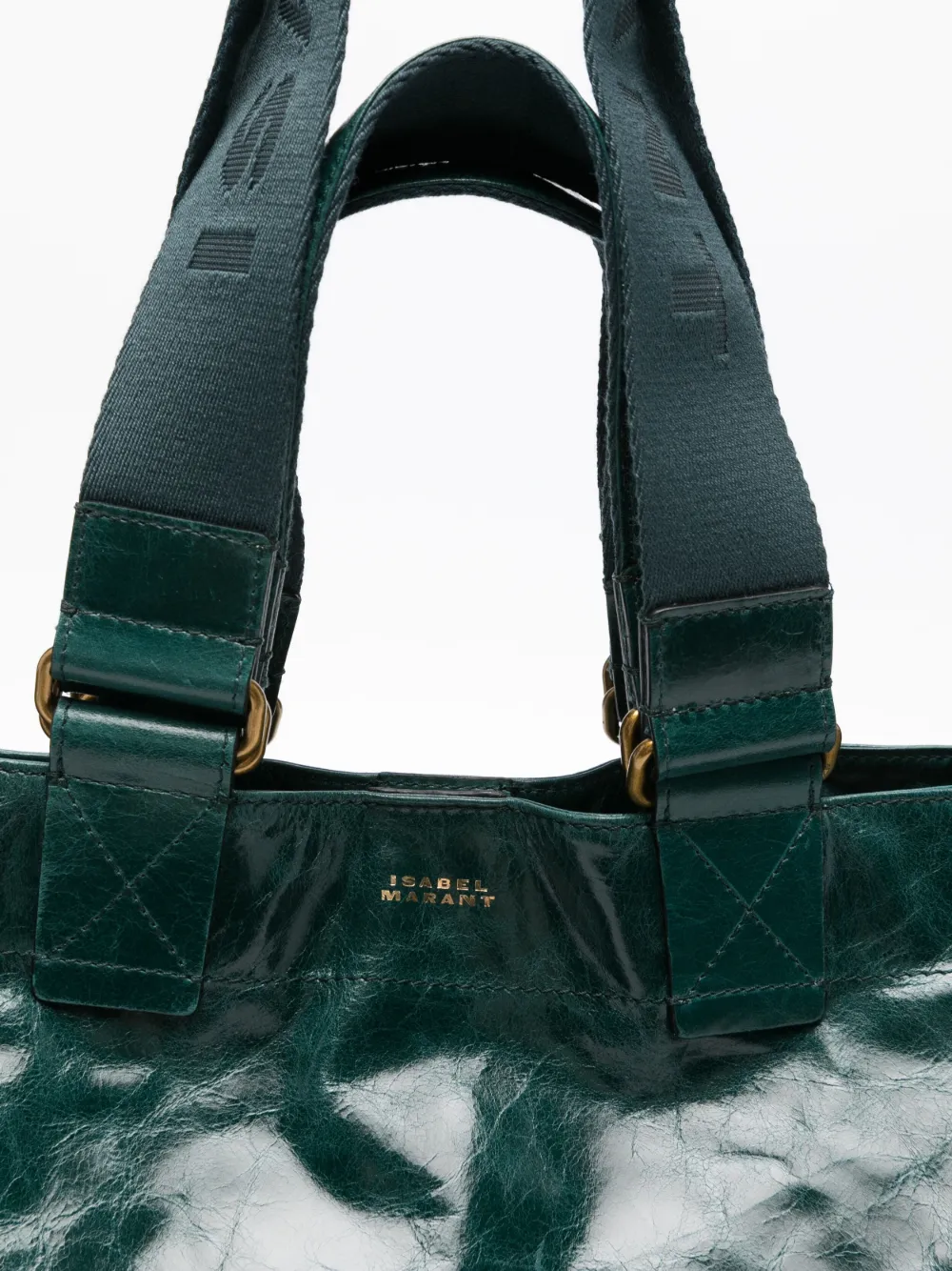 ISABEL MARANT Wardy leren shopper met trekkoord Groen