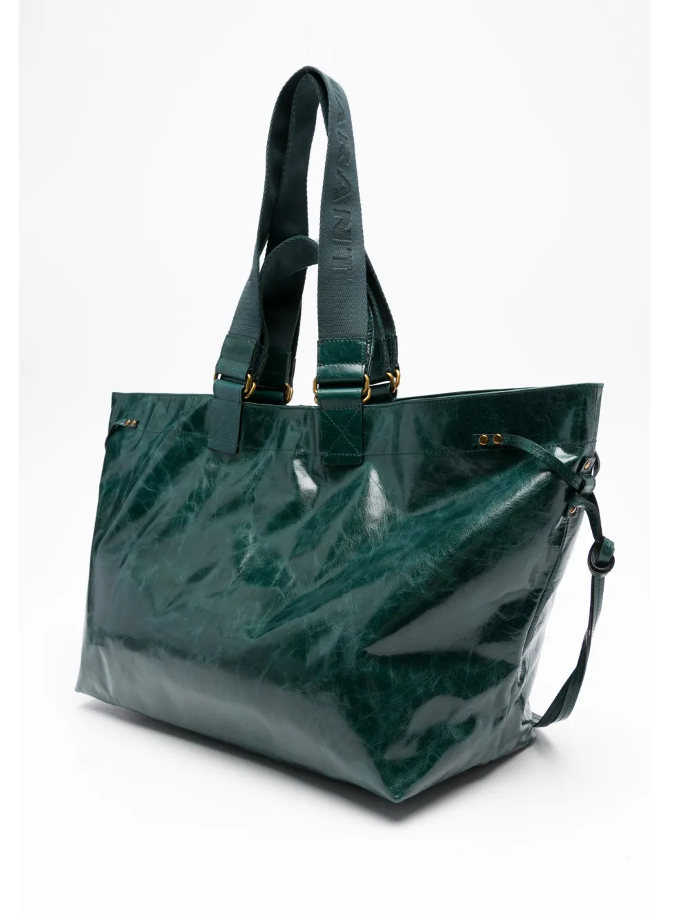 ISABEL MARANT Wardy leren shopper met trekkoord Groen