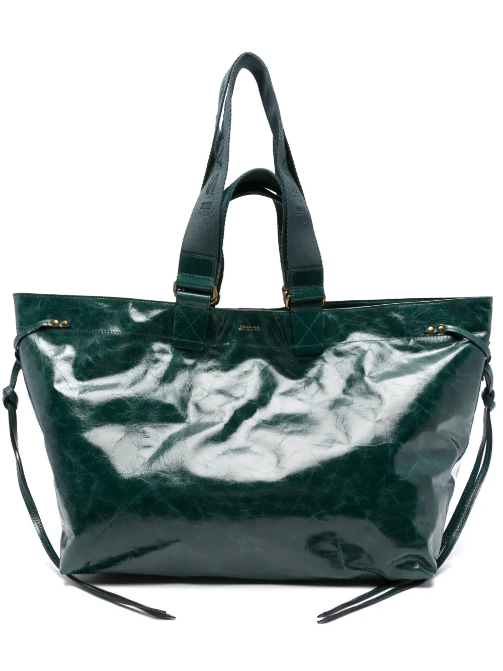 ISABEL MARANT Wardy leren shopper met trekkoord Groen