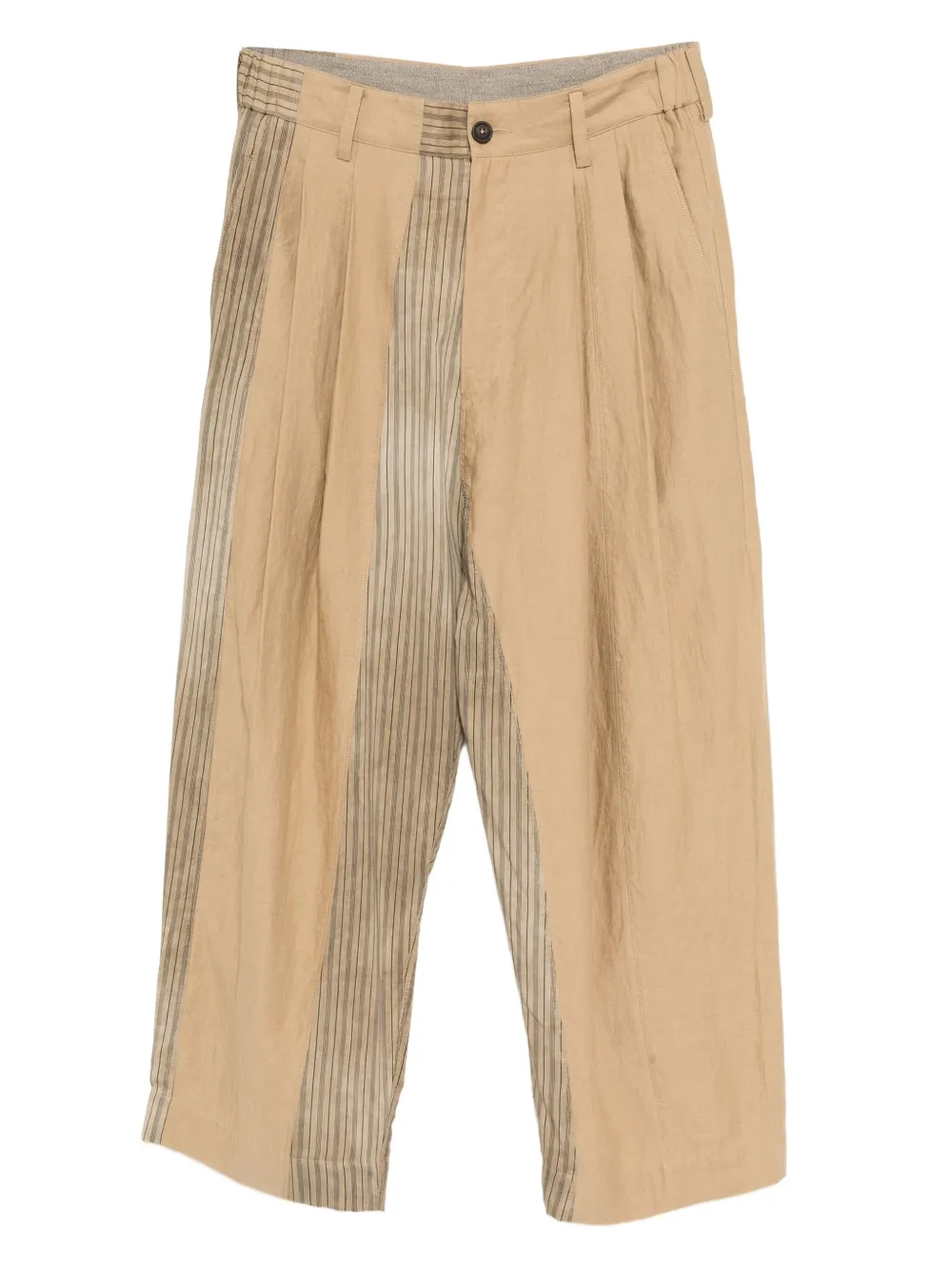 Ziggy Chen Collaged broek met wijde pijpen Bruin