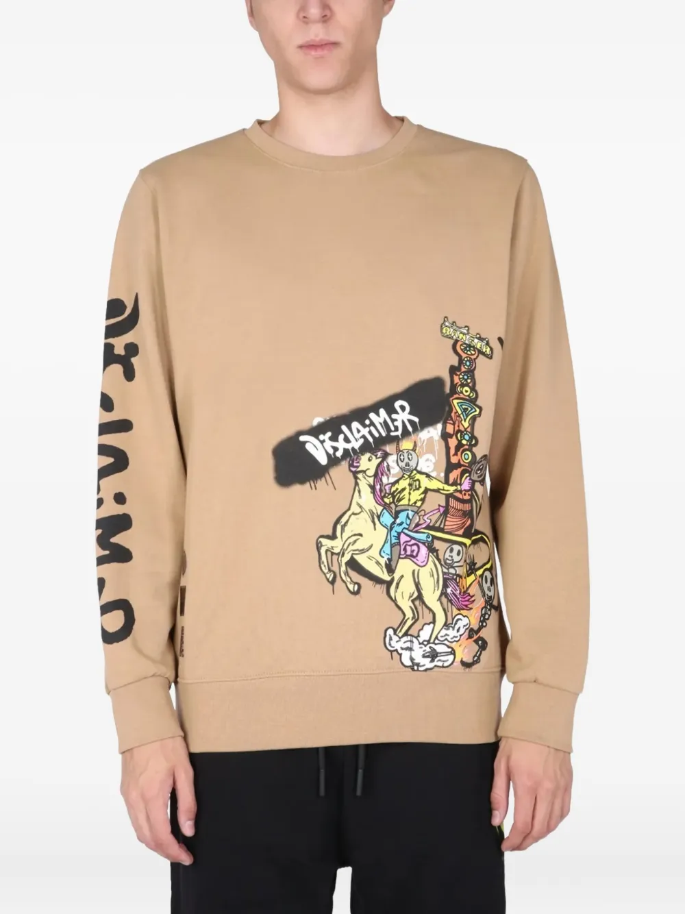 DISCLAIMER graphic-print sweatshirt | Brown | Image 1