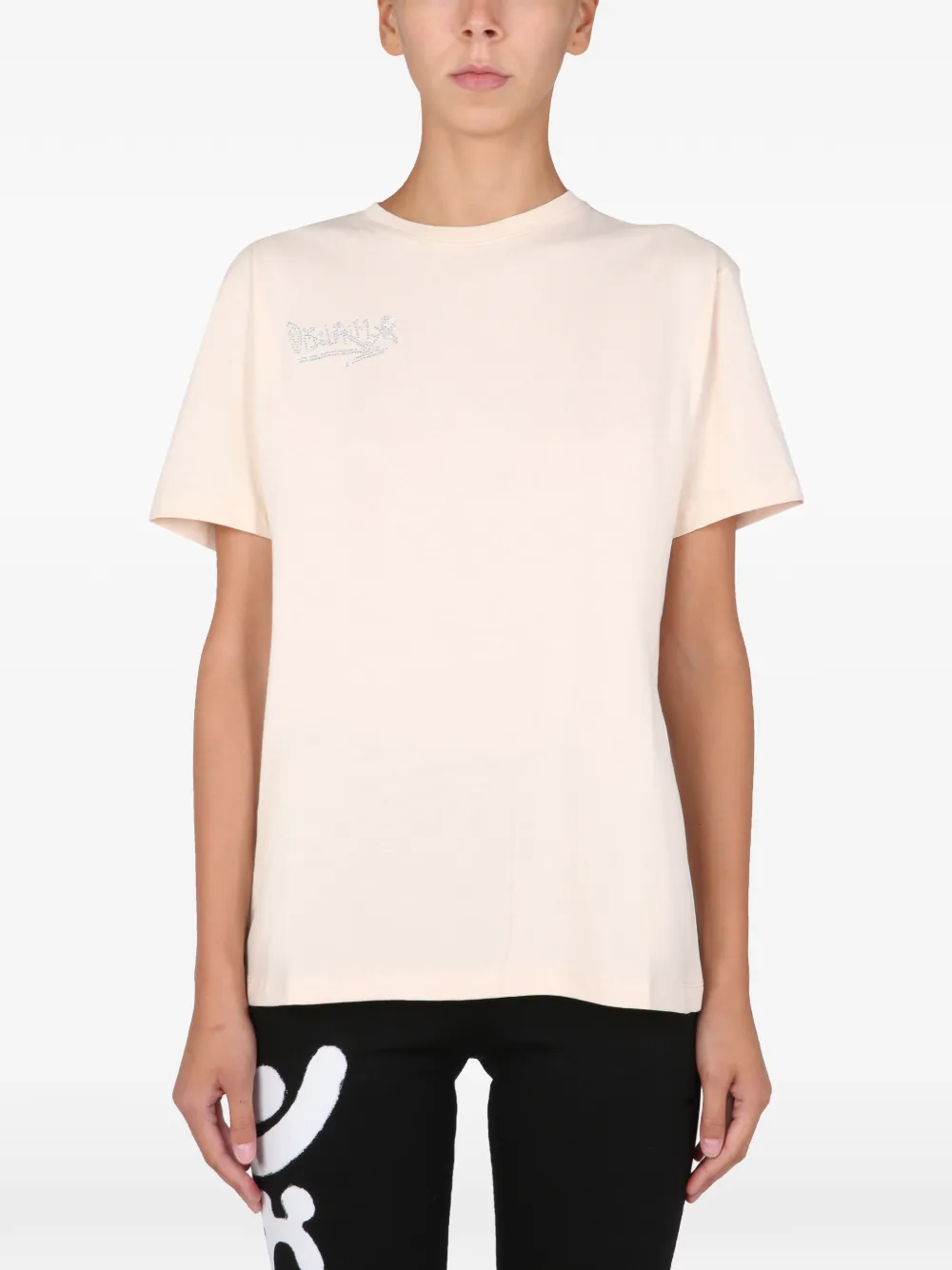 DISCLAIMER playera con logo de strass | blanco | Image 1