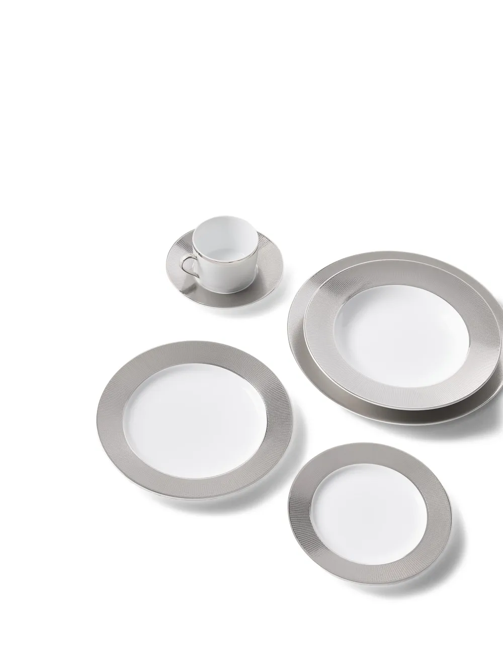 Ralph Lauren Hewitt Textured-rim Dinner Plate (21.6cm) In Gray