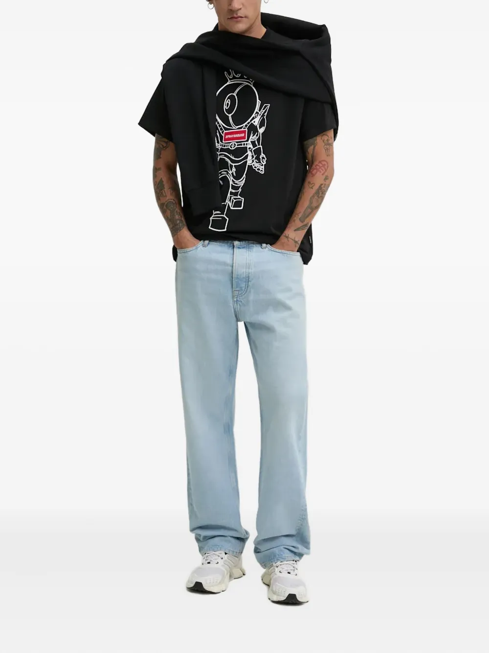 Sprayground Logo-detail Graphic Hoodie In Black