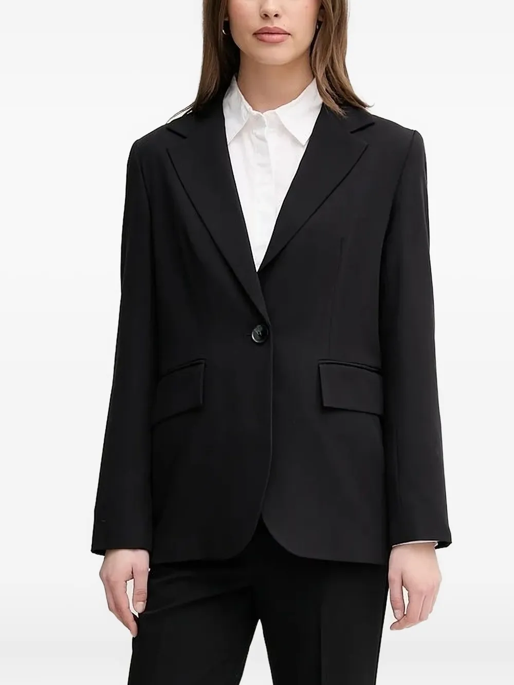 Sisley Paris Single-button Notched-lapel Blazer In Black