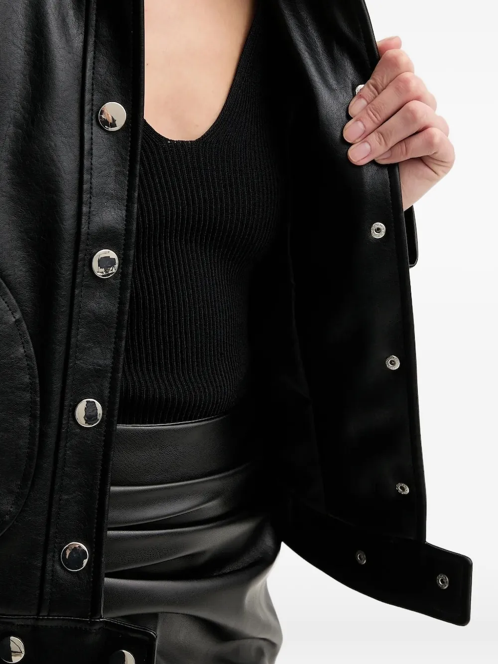 Sisley Paris Button-fastening Leather Jacket In Black