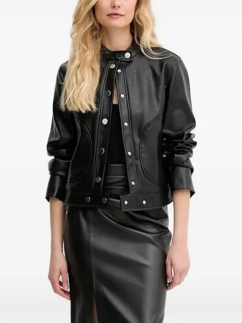 Sisley button-fastening leather jacket