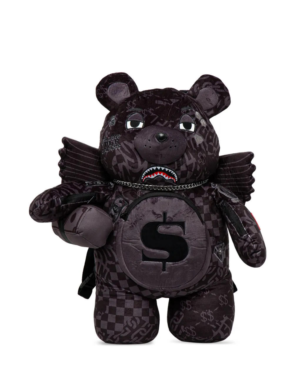 Sprayground large 4AM Money Wing Bear check-pattern backpack | Black | Image 1