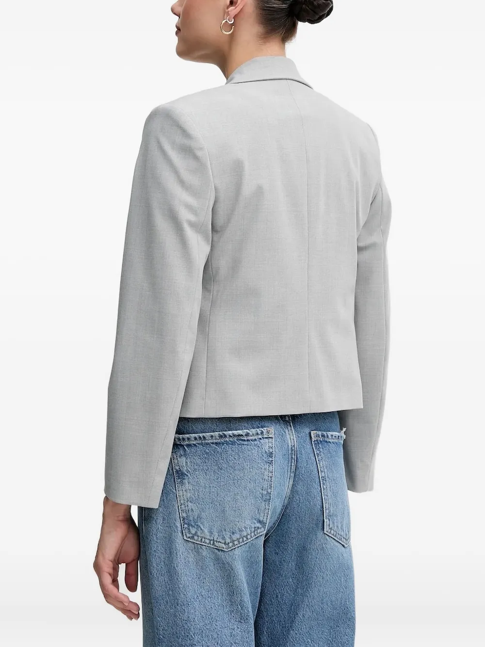 Sisley Paris Checked Flap-pockt Blazer In Gray