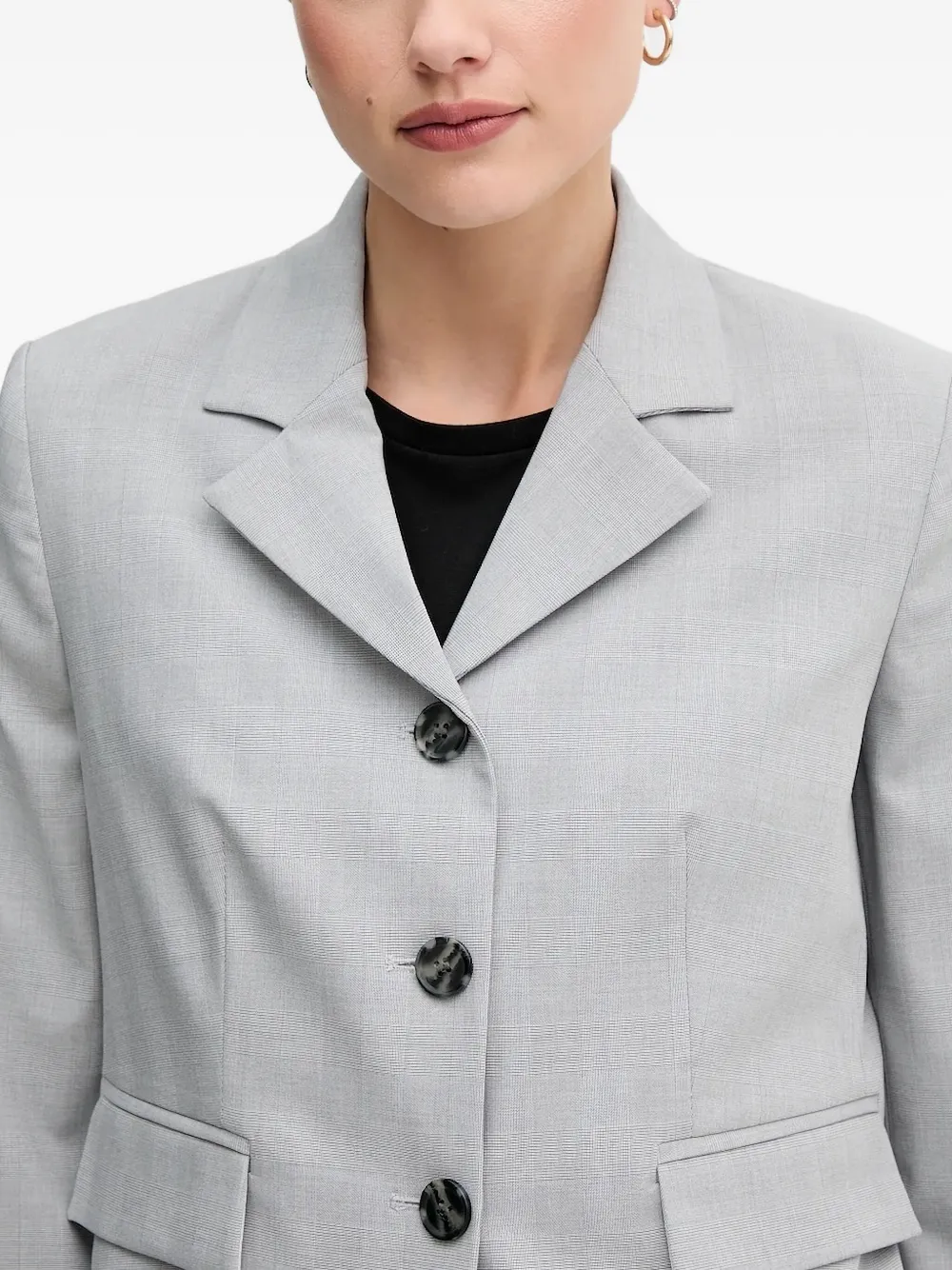 Sisley Paris Checked Flap-pockt Blazer In Gray