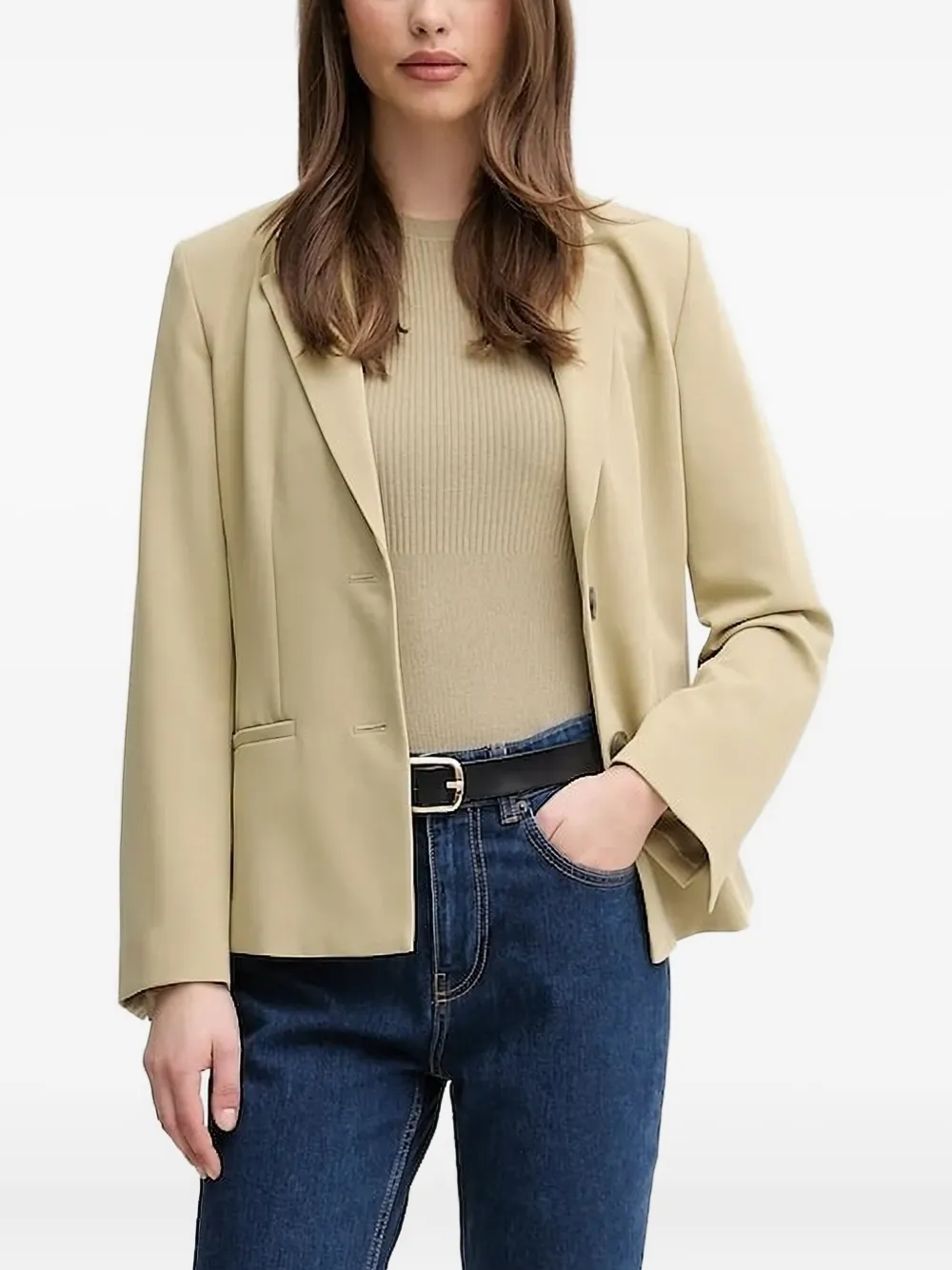 Sisley Paris Notched-lapel Button Blazer In Green