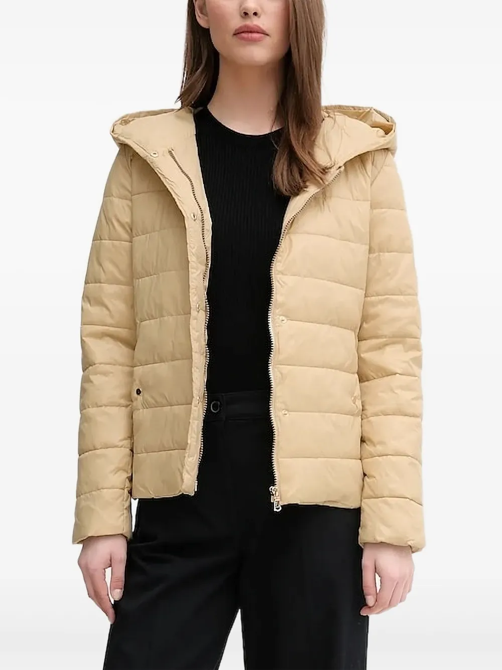 Sisley hooded belted puffer jacket | Neutrals | Image 1
