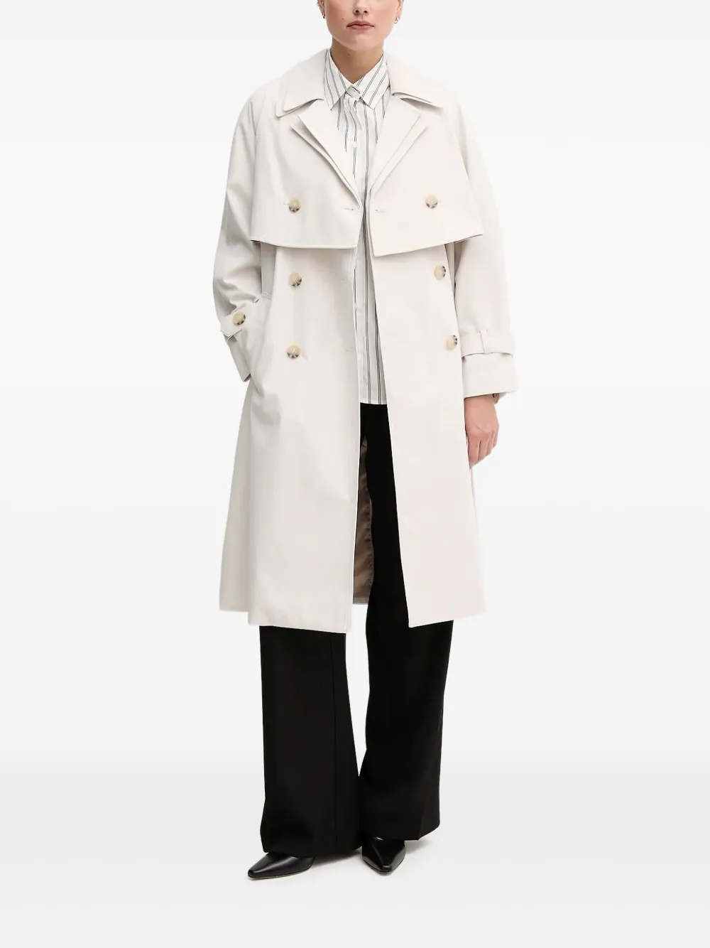 Sisley Paris Double-breasted Trench Coat In Neutral