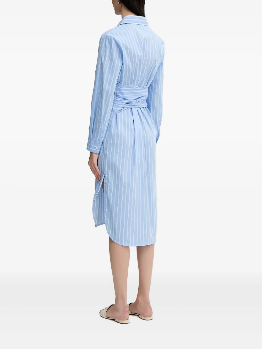 Sisley striped belted shirt dress - Blauw
