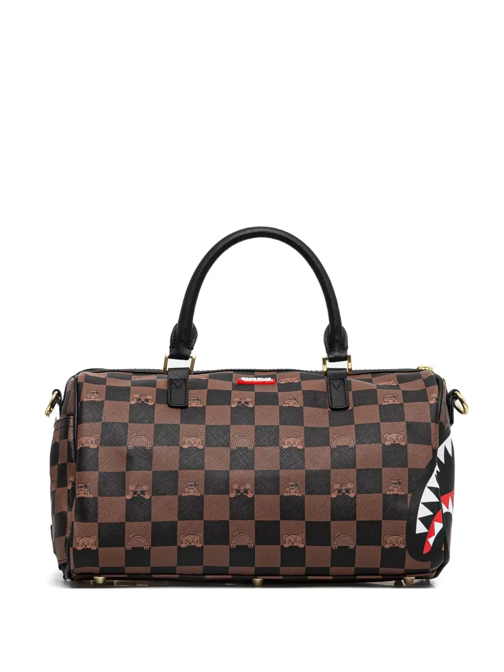 Sprayground small Peeking Character check-pattern duffle bag - Marrone