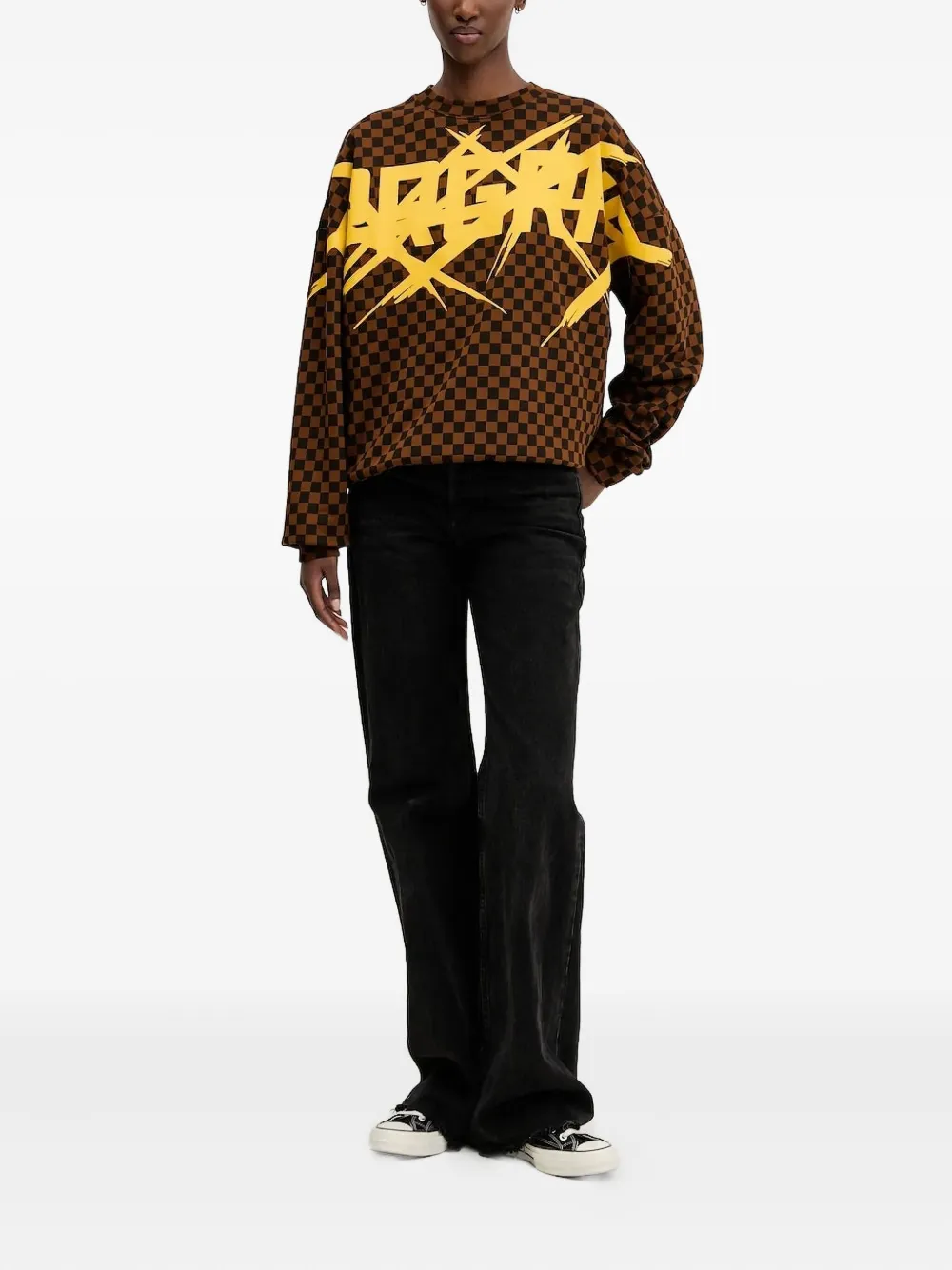 Sprayground Check-pattern Sweatshirt In Brown
