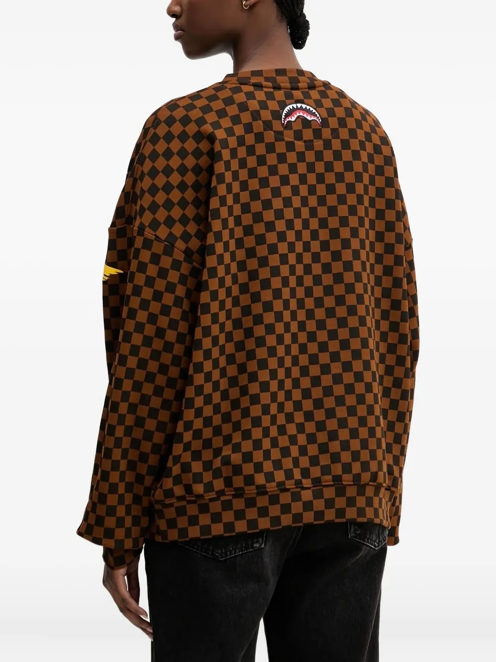 Sprayground Check-pattern Sweatshirt In Brown