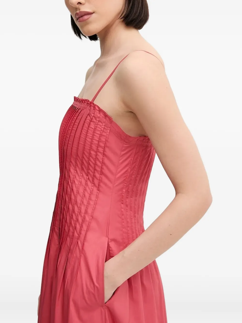 Sisley Geplooide midi-jurk met bandje Roze