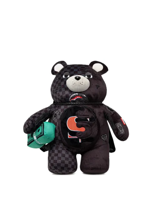 Sprayground large Unfinished Shark Teddy Bear check-pattern backpack