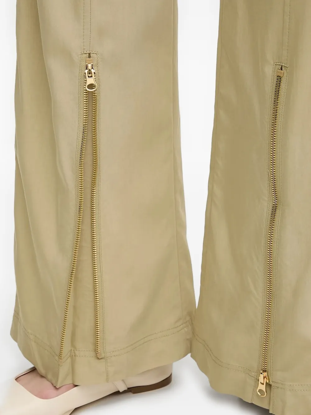 Sisley Paris Zip-detail Palazzo Pants In Neutral