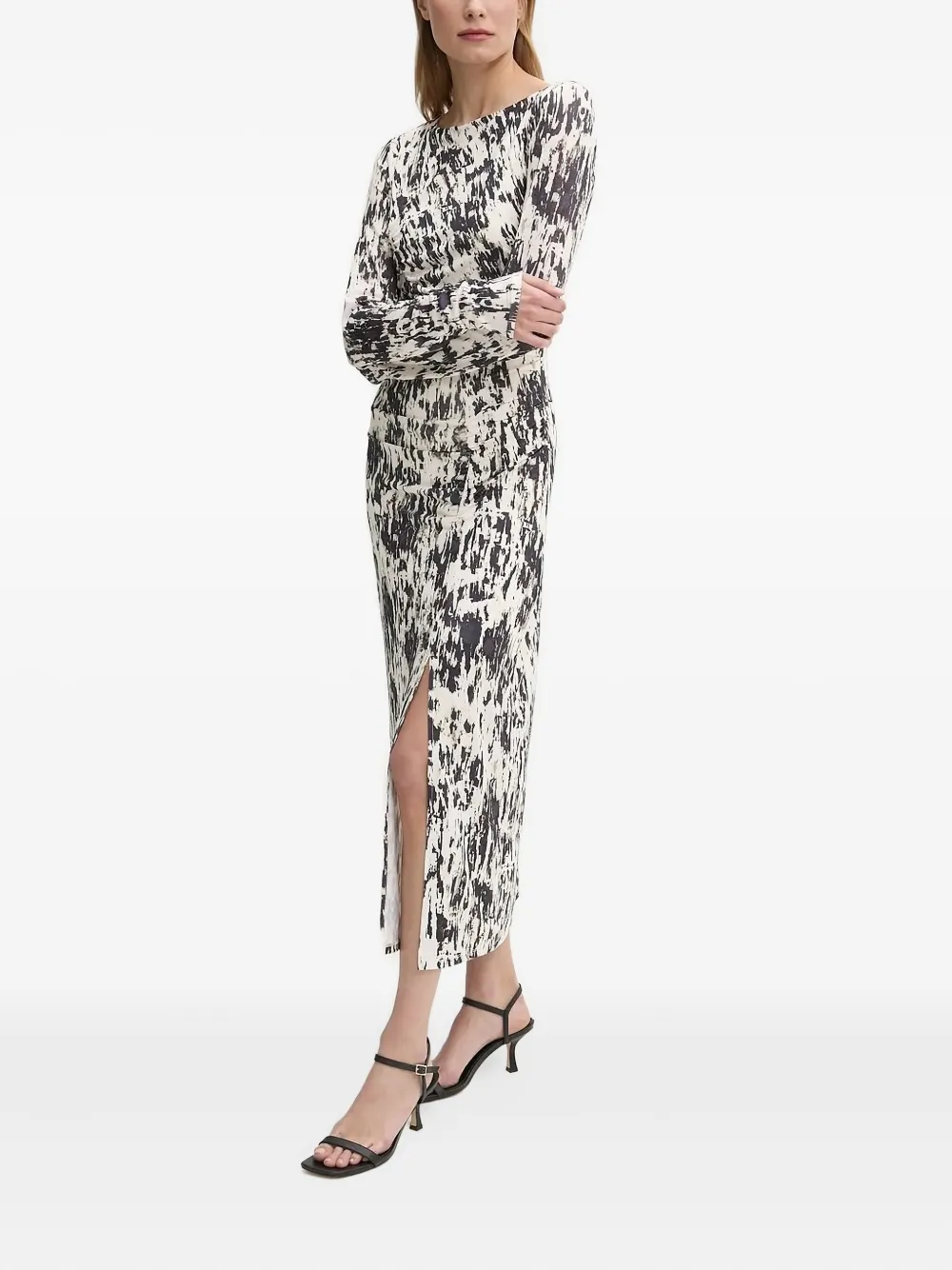 Sisley Midi-jurk met grafische print 67K BEIGE