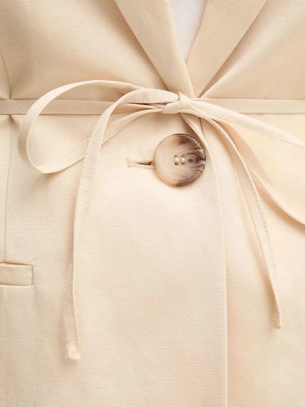 Sisley Paris Belted Notched-lapel Blazer In Neutral