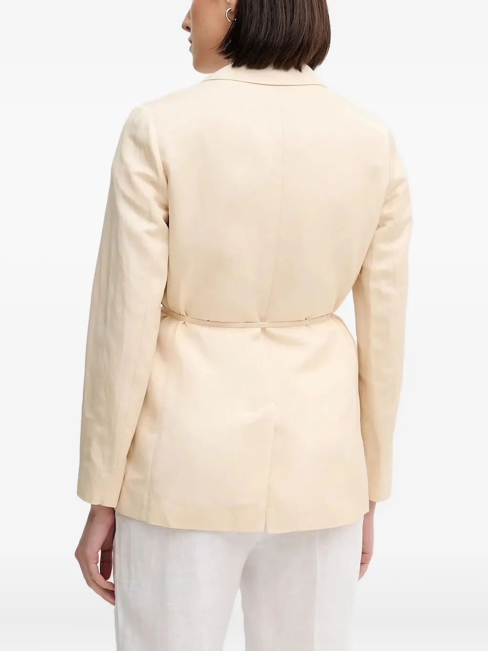 Sisley Paris Belted Notched-lapel Blazer In Neutral