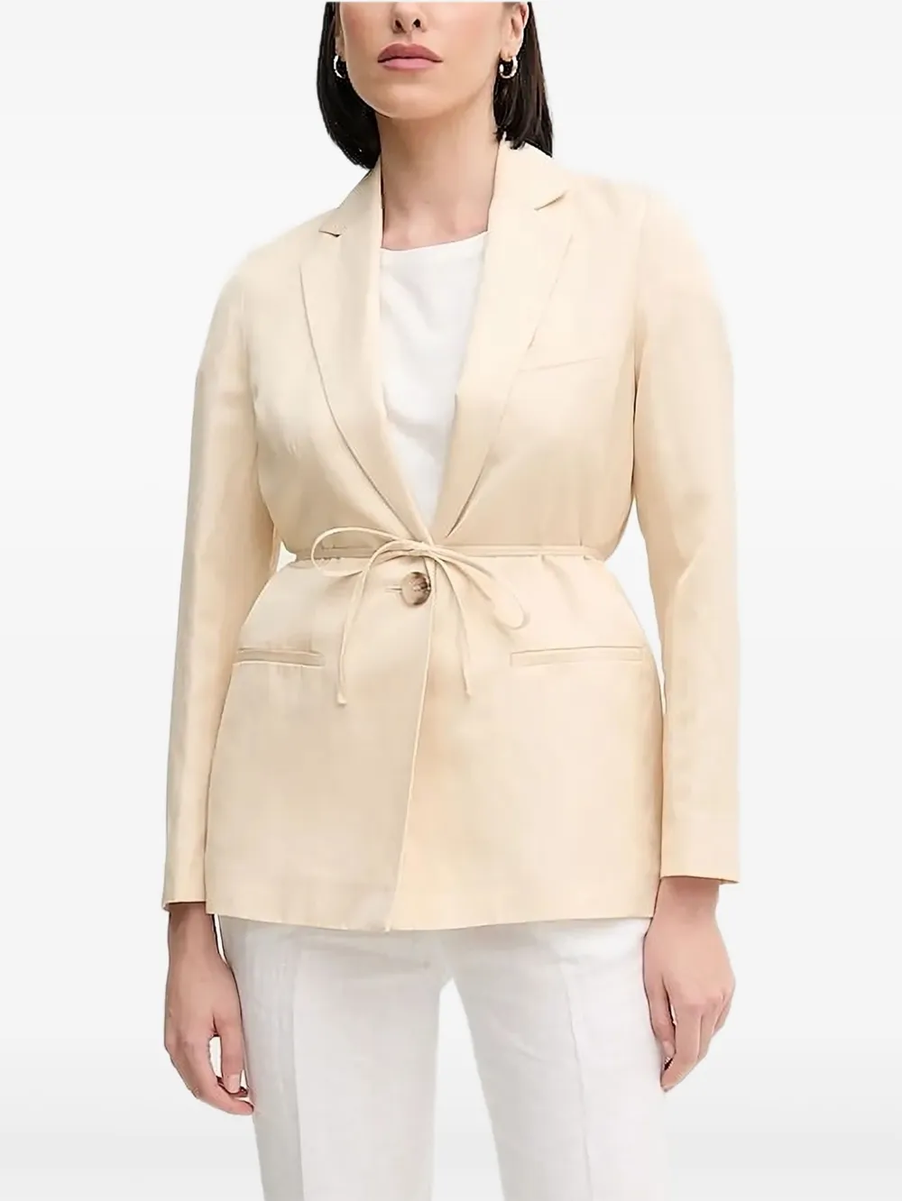 Sisley belted notched-lapel blazer | Neutrals | Image 1