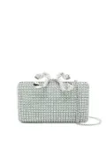 Self-Portrait crystal-embellished clutch bag - Green