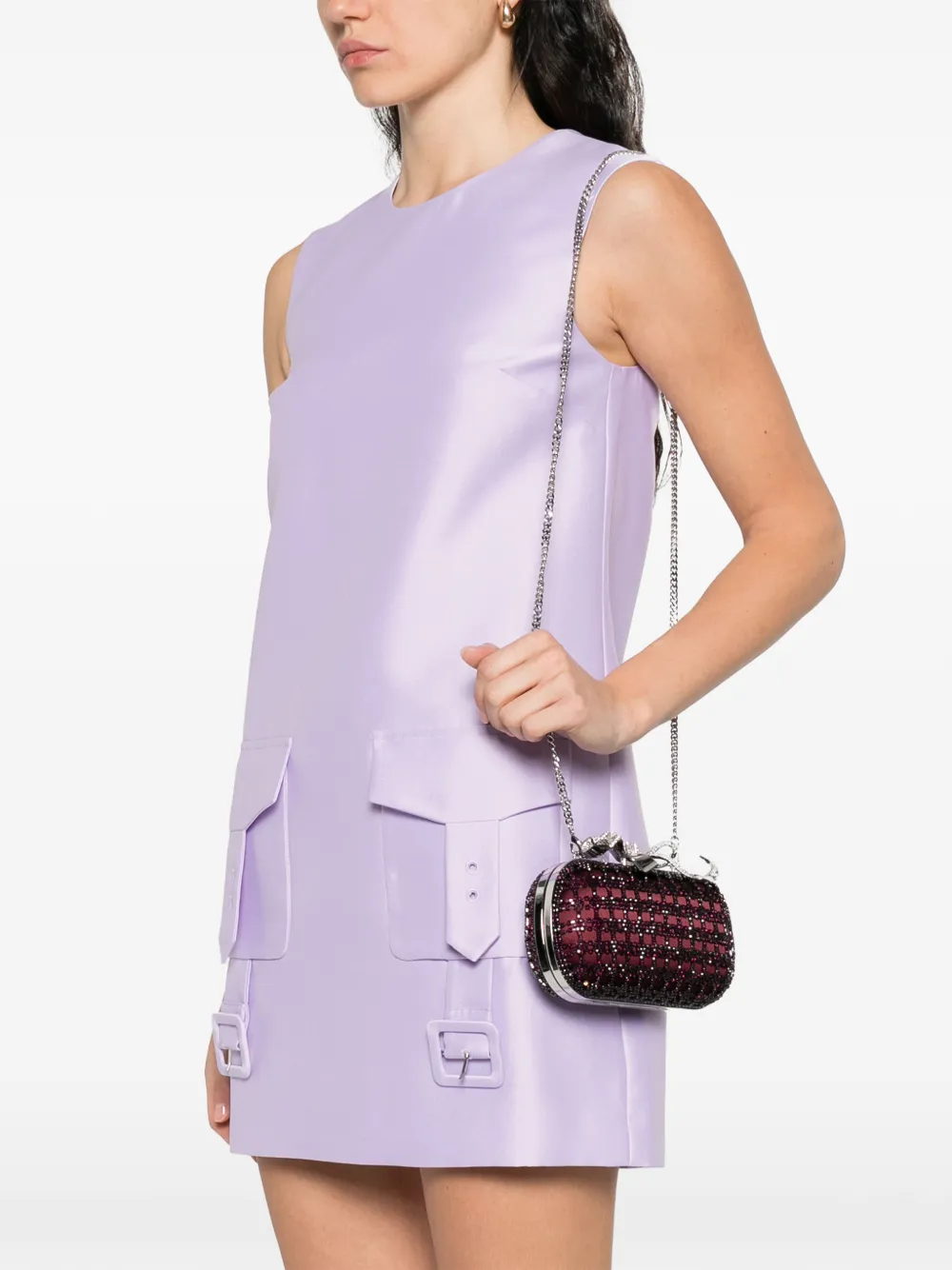 Self-Portrait Clutch verfraaid met kristallen Rood