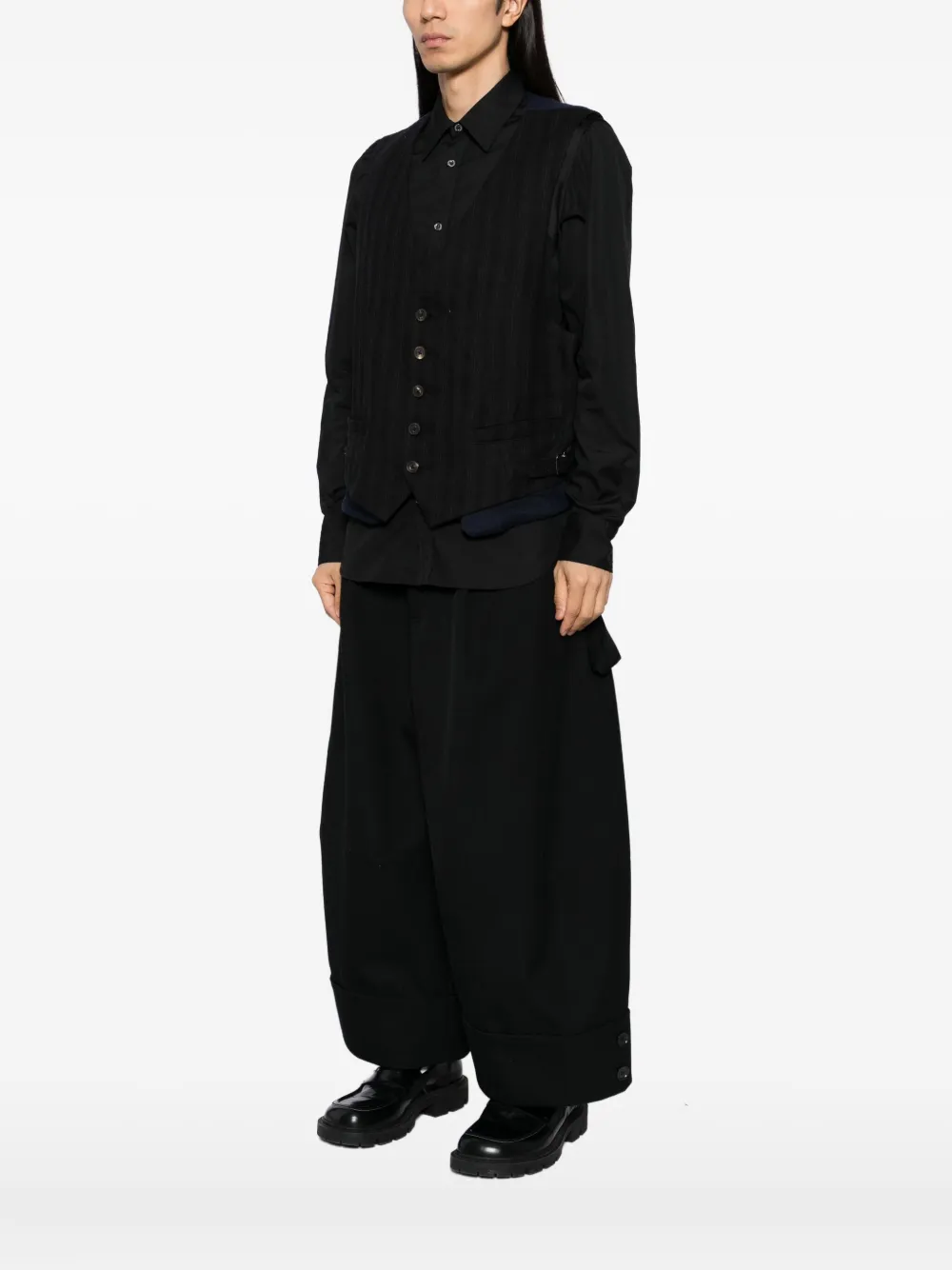 Ziggy Chen Gestreept gilet Zwart