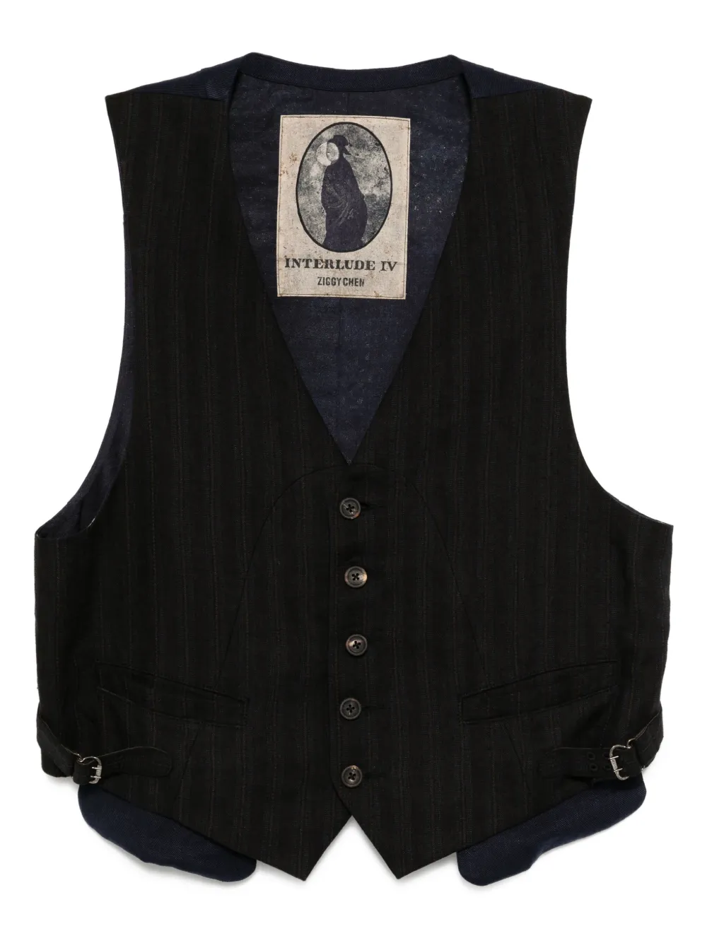 Ziggy Chen Gestreept gilet Zwart