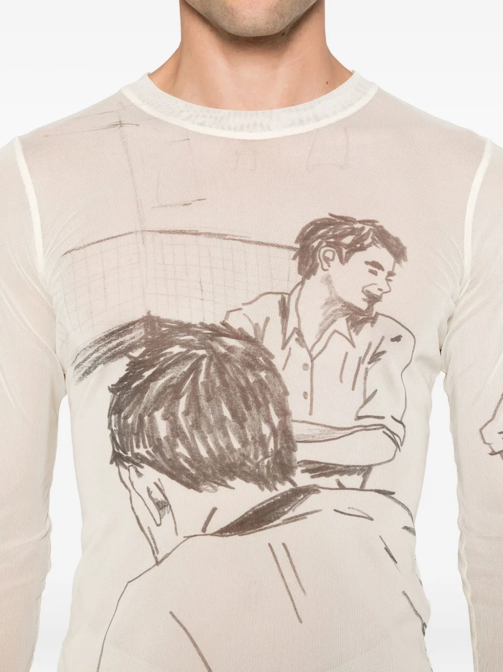 JW Anderson T-shirt met print en lange mouwen Beige